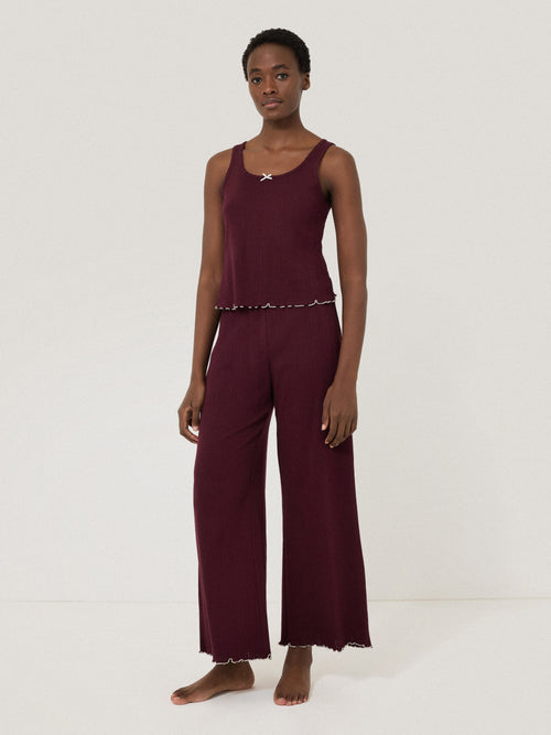 Pointelle Pyjama Trousers | Burgundy