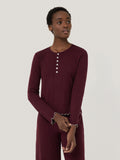 Pointelle Pyjama Henley Top | Burgundy