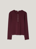 Pointelle Pyjama Henley Top | Burgundy