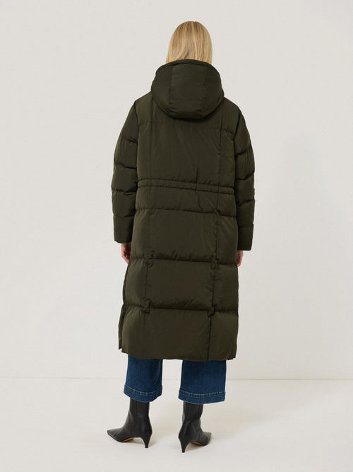 Relaxed Longline Puffer Coat | Dark Kale