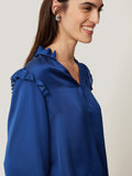 Recycled Satin Ruffle Top | Blue