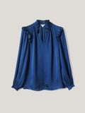 Recycled Satin Ruffle Top | Blue