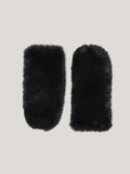 Faux Fur Leather Mitten | Black