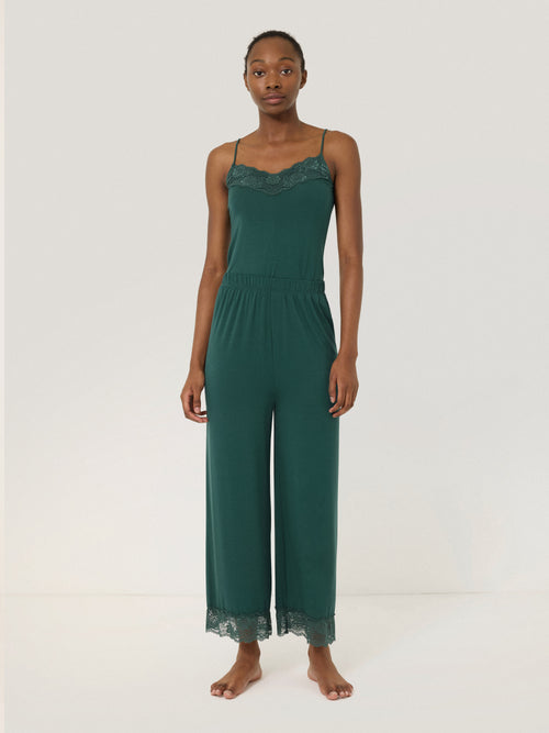 Modal Lace Pyjama Trouser | Green