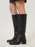 Leather Heeled Riding Boot | Black