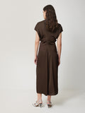 Satin Crepe Midi Dress | Brown