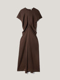 Satin Crepe Midi Dress | Brown