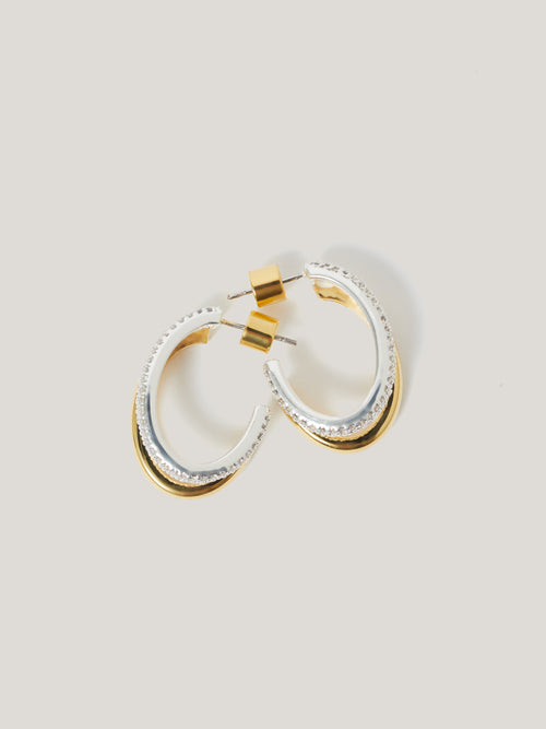 Pave Double Hoop Earring | Gold