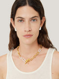 Pave Trombone Chain Necklace | Gold