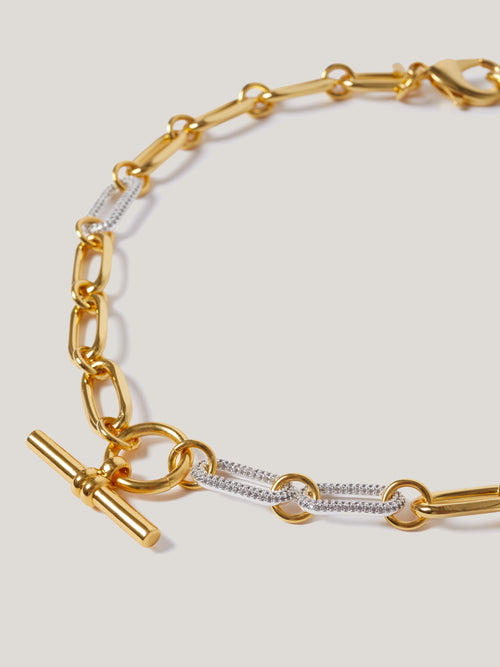 Pave Trombone Chain Necklace | Gold