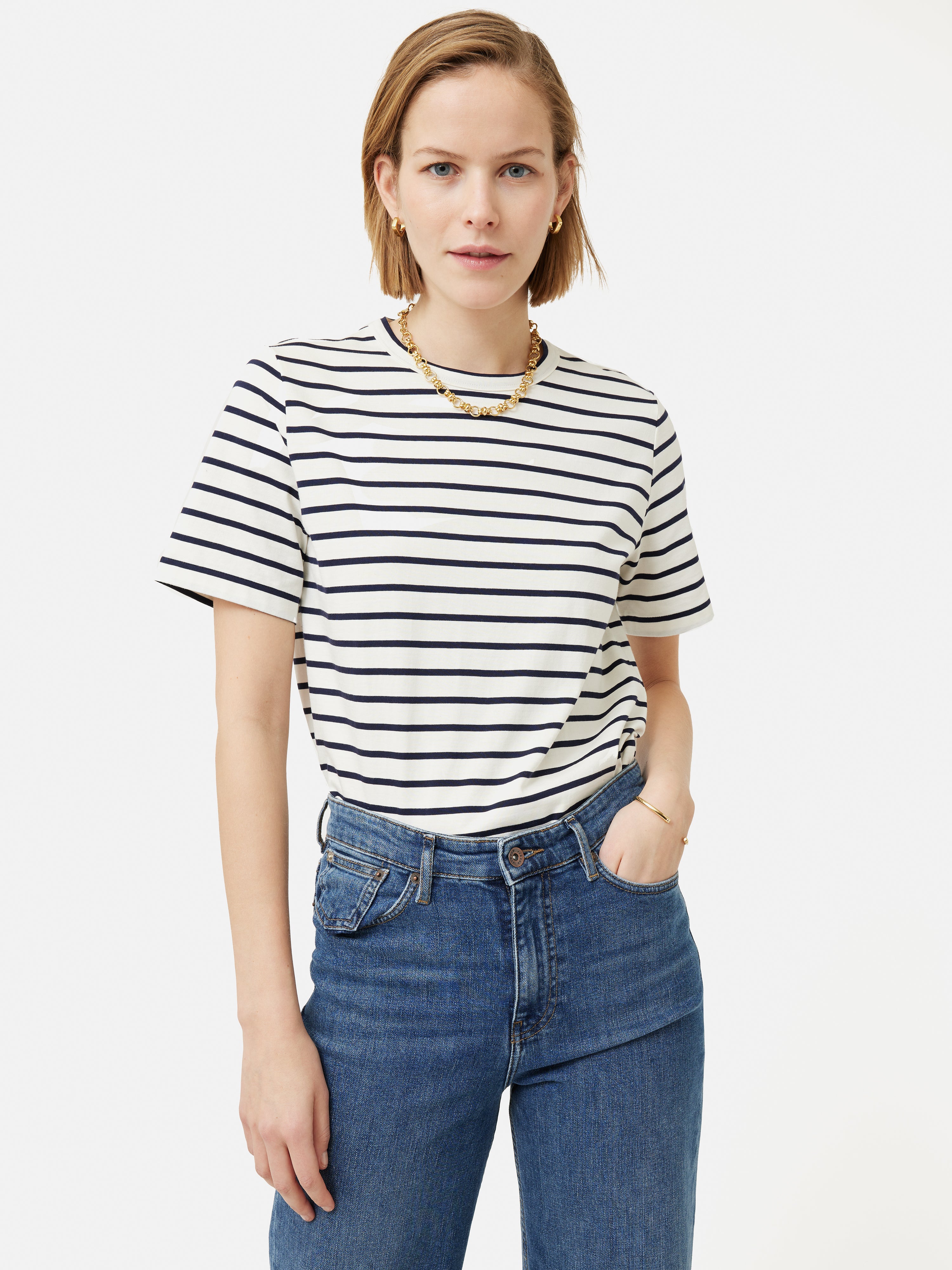 Heavy Cotton Stripe T-shirt | Navy – Jigsaw