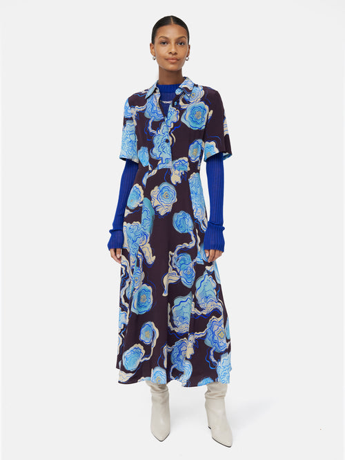 Sharan Ranshi Midi Dress | Blue