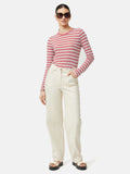 Cotton Slub Stripe Long Sleeve Tee | Pink