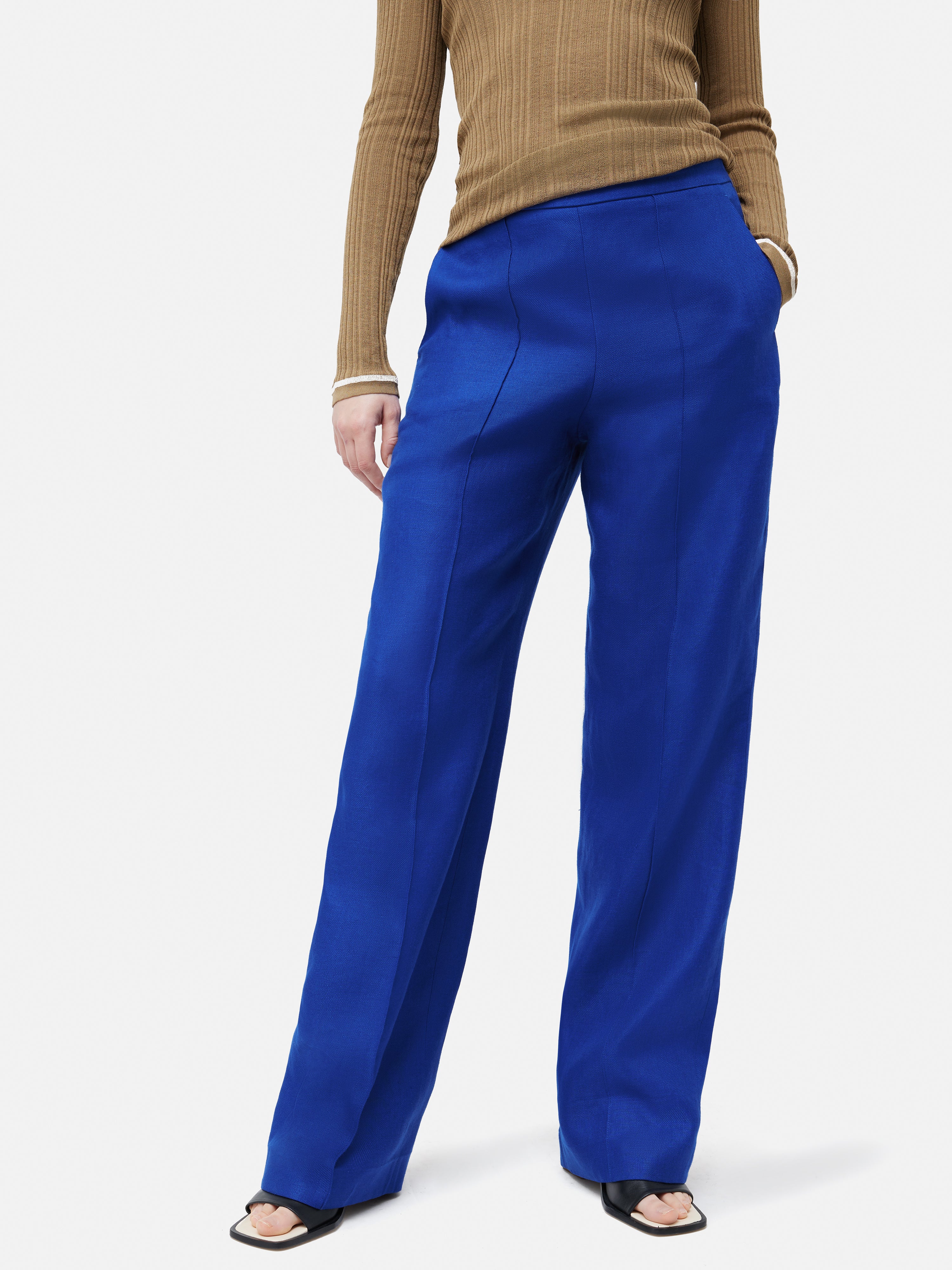 Ladies Palazzo Pants  Luxury Irish Linen Trouser in Cool Blue