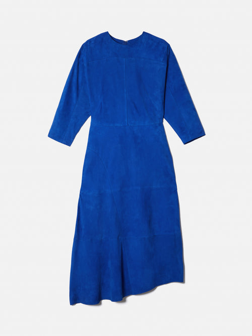 Suede Asymmetric Dress | Blue