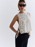 Crochet Embroidered Tank | Ivory