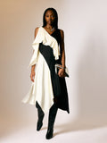 Sculptural Silk Twill Dress | Monochrome