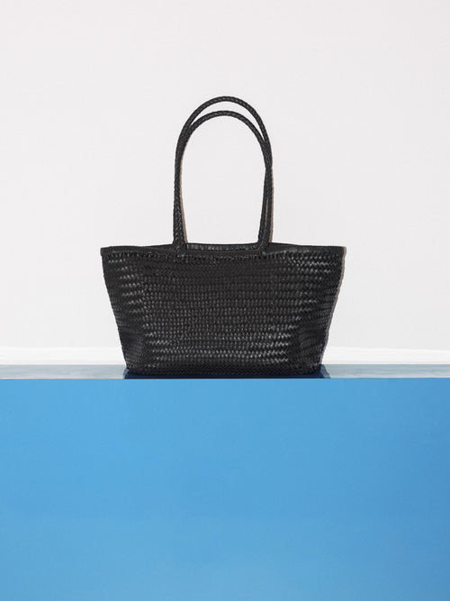 Woven Leather Tote Bag | Black