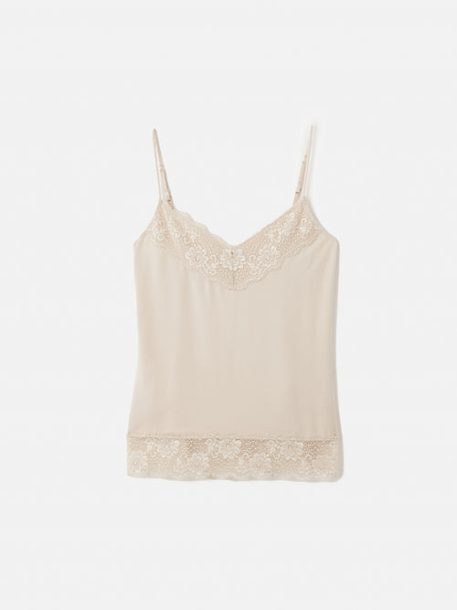 Modal Lace Vest | Pale Sand