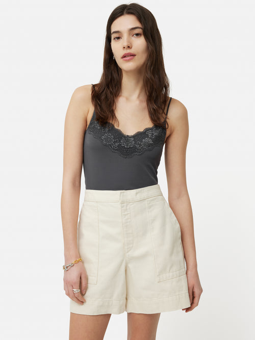 Modal Lace Vest | Dark Grey