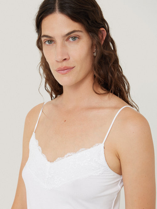 Modal Lace Vest | White