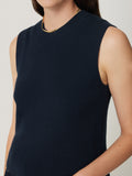 Cotton Blend Crew Tank | Navy