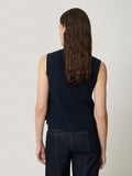 Cotton Blend Crew Tank | Navy