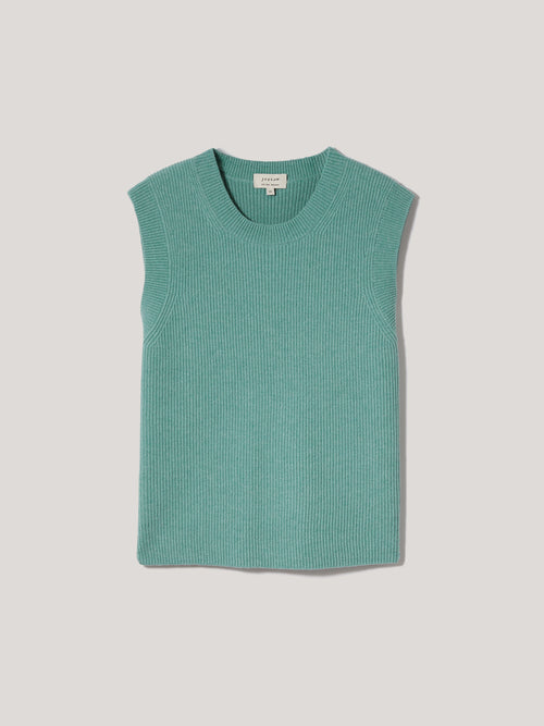 Cotton Blend Crew Tank | Duck Egg