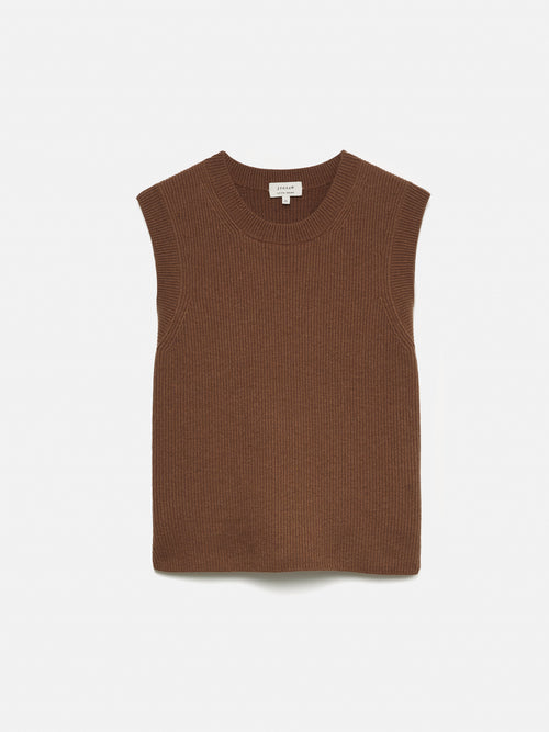 Cotton Blend Crew Tank | Toffee