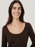 Double Front Ballet Neck Top | Brown