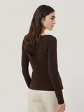 Double Front Ballet Neck Top | Brown