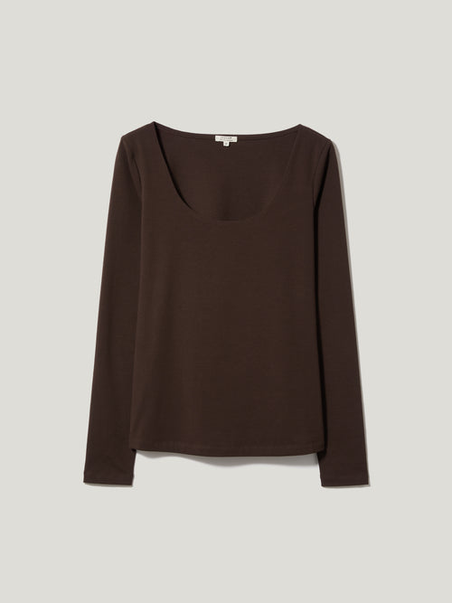 Double Front Ballet Neck Top | Brown