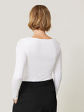 Double Front Ballet Neck Top | White