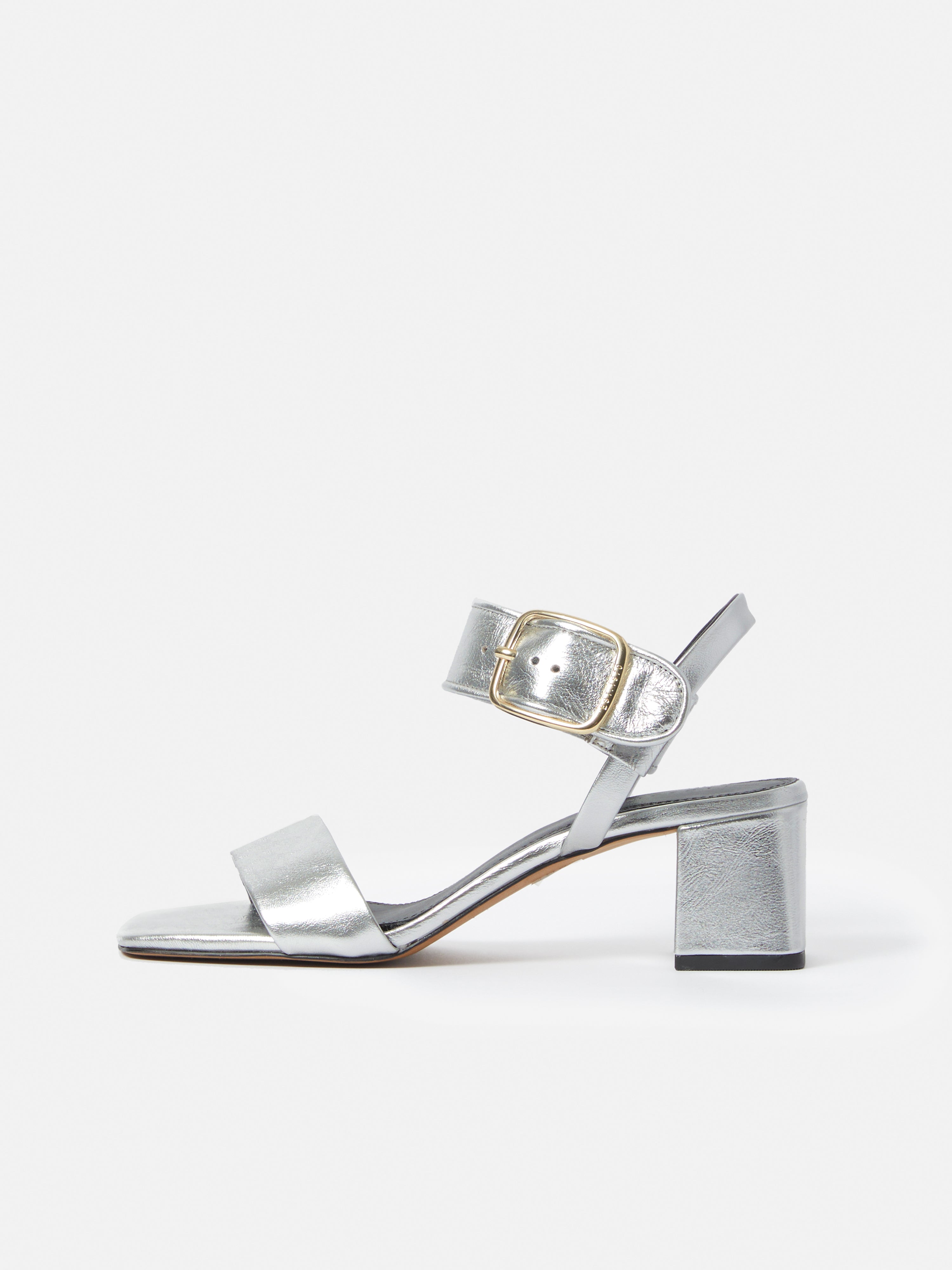 Maybell Metallic Heeled Sandal | Silver – Jigsaw