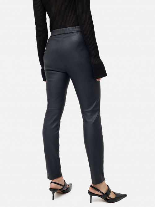 Stretch Leather Legging | Navy