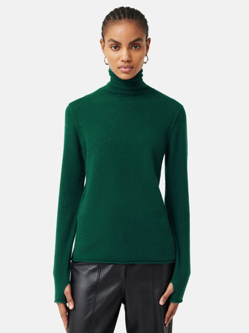 Cloud Cashmere Roll Neck | Dark Green