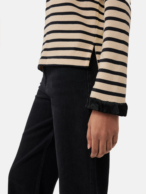 Satin Cuff Breton Top | Black