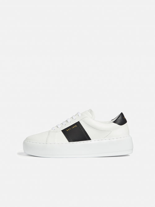 Riva Stripe Leather Trainer | White