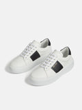 Riva Stripe Leather Trainer | White