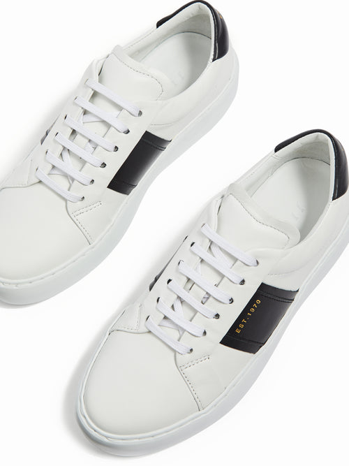 Riva Stripe Leather Trainer | White