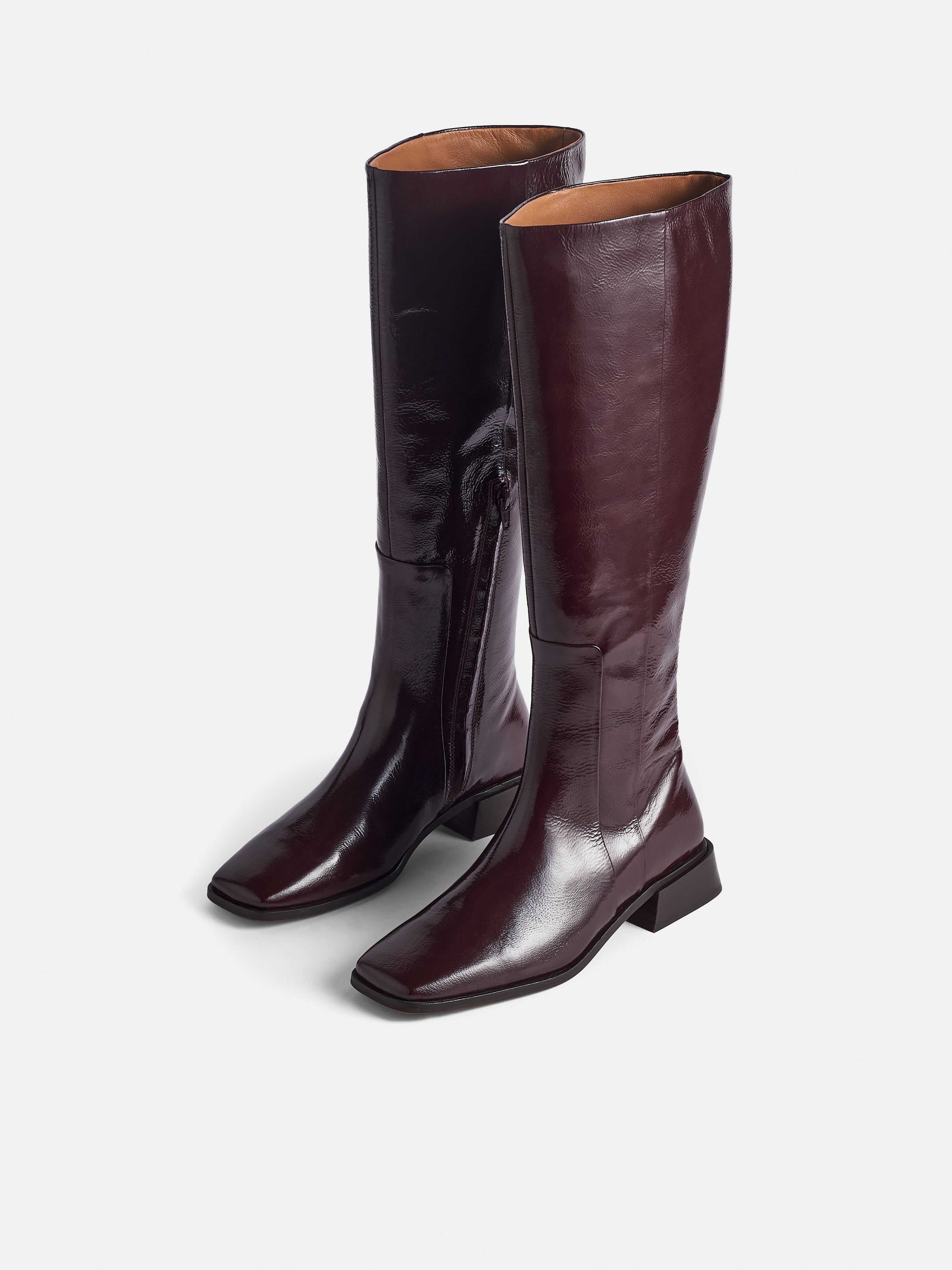 Rachel Leather Knee Boot | Red – Jigsaw