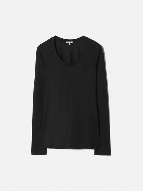 Soft Stretch Scoop Neck Top | Black