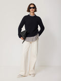 Compact Wool Cashmere Blend Jumper | Navy