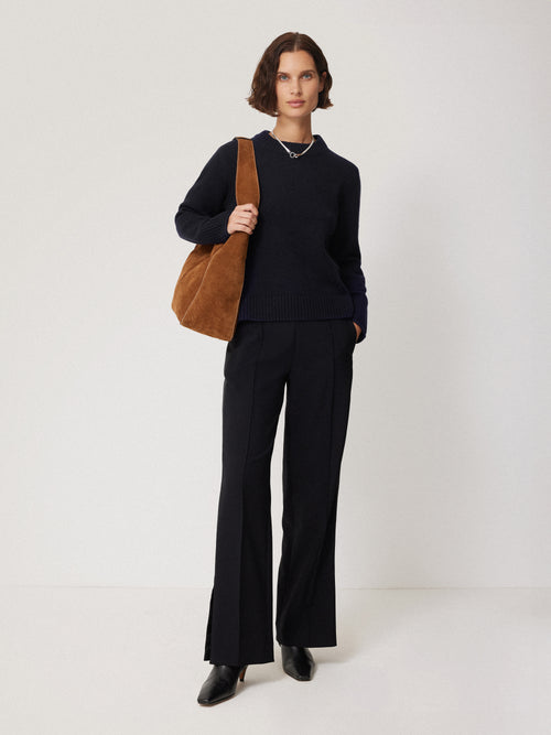 Compact Wool Cashmere Blend Jumper | Navy