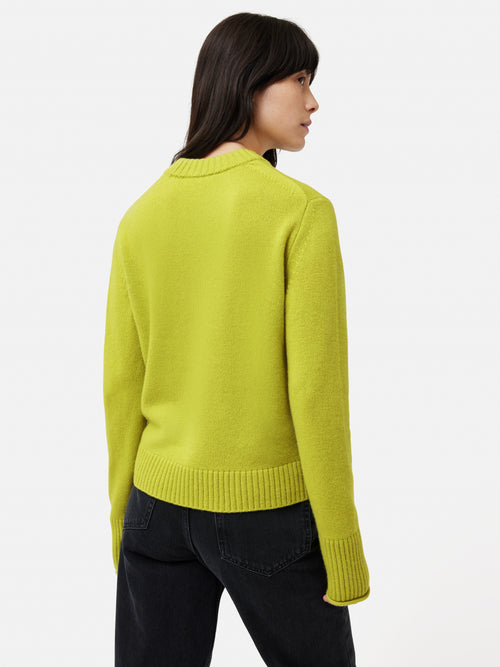 Compact Wool Cashmere Blend Jumper | Lime