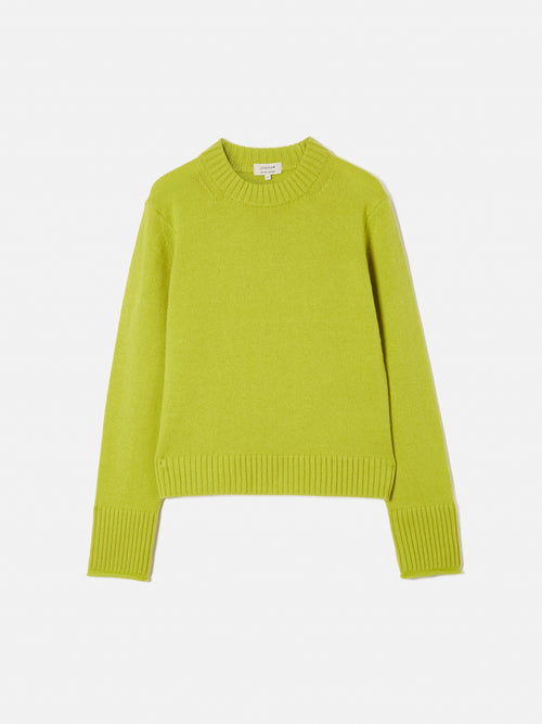 Compact Wool Cashmere Blend Jumper | Lime