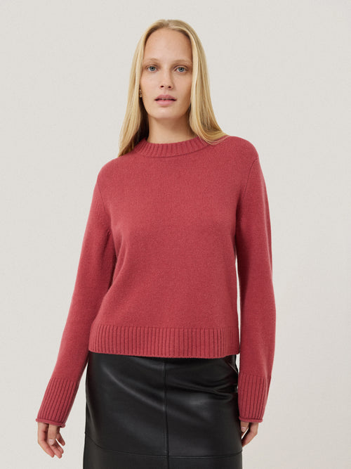 Compact Wool Cashmere Blend Jumper | Deep Rose