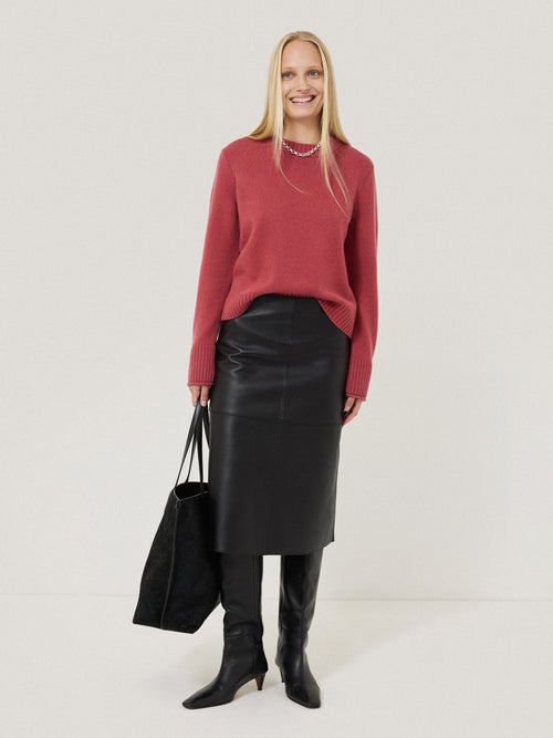 Compact Wool Cashmere Blend Jumper | Deep Rose