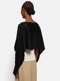 Pure Linen Poncho Sweater | Black