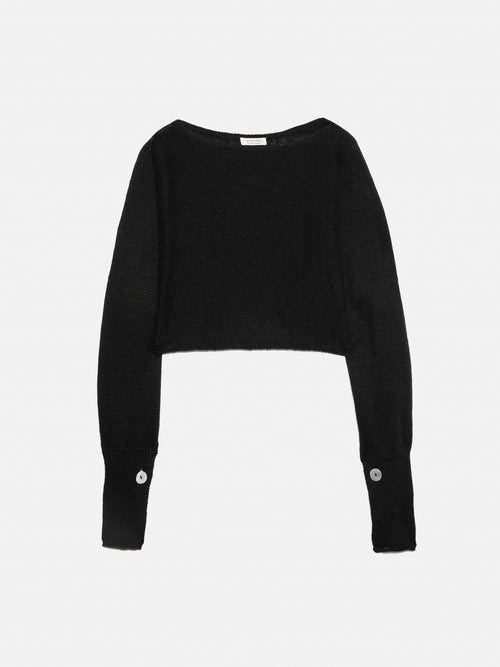 Pure Linen Poncho Sweater | Black